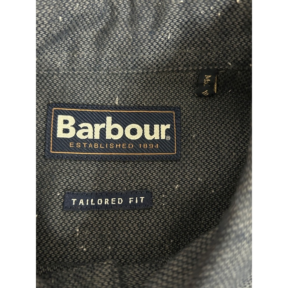 Barbour Blue Tailored Fit Hidden Button Down 2 Pocket Cotton Shirt Size M - Picture 14 of 14